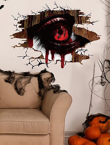  Halloween-Aufkleber, 3D-Horror-Skelett-Geist, kaputtes Fenster, Wohnzimmer, Schlafzimmer, dekorativer Wandaufkleber