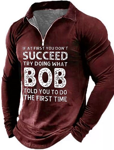  Camiseta Gráfica Engraçada Masculina com Citação de Conselhos do Bob - Se Você Não Suceder Camiseta Engraçada