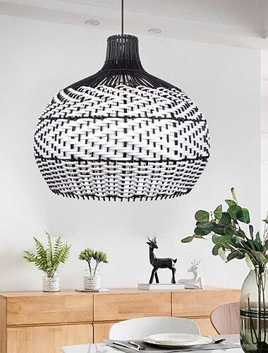  lustre de bambu retro rattan 50cm e27 iluminação de teto lustre é aplicável à sala de estar quarto restaurante café bar restaurante clube branco quente 110-240v