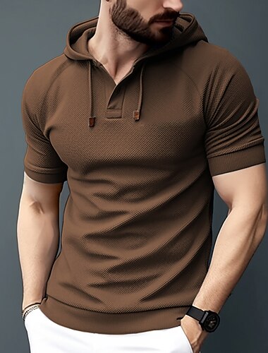 Per uomo Maglietta Maniche Corte Con Cappuccio Estate Semplice Moda Designer Essenziale Tasca Frontale Vacanza Streetwear Uscire Nero Bianco Blu marino Maglietta Top per Uomo