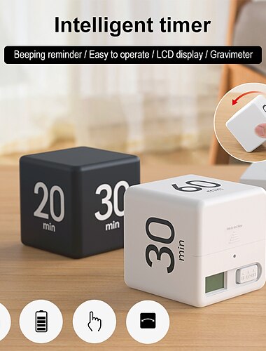  cuisine compte à rebours rappel temps auto-discipliné électronique cube minuterie affichage numérique portable multifonctionnel pour la vie quotidienne