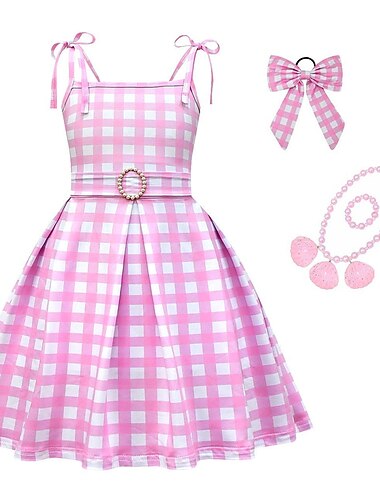  kinderkleidung Mädchen Kleid Plaid Ärmellos Outdoor Casual Rückenfrei Urlaub Modisch Täglich Baumwolle Mini Kariertes Kleid Casual kleid Skater-Kleid Sommer Frühling 2-12 Jahre 81586+ Armband