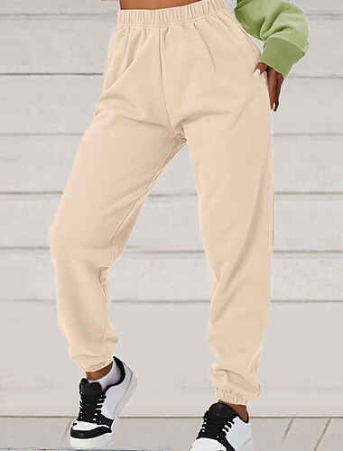 Damen Jogginghose Trainingshose Chinesisch Chino Hosen Hose Modisch Casual / sportlich In voller Länge Hoher Taillenbund Glatt Tasche Elastische Taille Komfort Atmungsaktivität Weich Mikro-elastisch