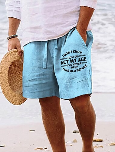  Herren Graphic Buchstabe Benimm dich in meinem Alter Shorts Kurze Hosen Sommer-Shorts Strandshorts Kurze Hosen Mittlere Taillenlinie Strassenmode Hawaiianisch Designer Casual Täglich Festtage