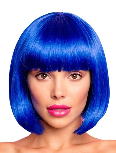  peluca bob azul con flequillo peluca azul real de 12 pulgadas pelucas bob de fibra sintética corta para mujeres pelucas bob cortas y peluca bob cosplay de halloween