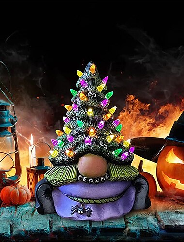  Árbol de gnomo de bruja mágica, fantasma de halloween, festival de luz al aire libre, disfraz de esqueleto, colgante de terror, decoración de fiesta de halloween brillante