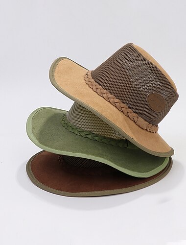  Herr Solhatt Soaker hatt Safari hatt Gambler hatt Strandhatt Grön Khaki grön Polybomull Nät Bred kant Stylish Ledigt Friluftskläder Helgdag Utekväll Slät Solskyddskräm