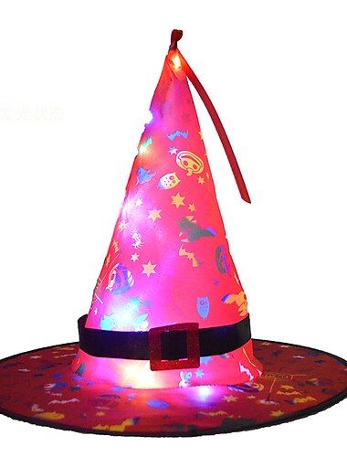  Halloween leuchtender Hexenhut mit LED-Licht, Außenaufhängung, Baum, leuchtende Hüte, Heimparty-Dekoration, Cosplay-Kostüm-Requisiten