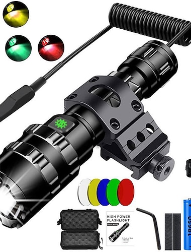  nieuwe l2 high-power zaklamp usb opladen sterk licht tactische pak zaklamp vijf kleur rood groen geel blauw wit licht led outdoor wandelen jacht zaklamp
