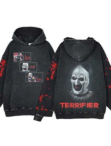  Halloween Krzyk Twarz ducha Szkielet Bluza z Kapturem Oversizowa koszulka Acid Wash Nadruk Przednia kieszeń Graficzny Na Dla par Męskie Damskie Dla dorosłych Bal maskowy Tłoczenie na gorąco Codzienne
