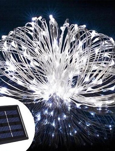 Solar Copper Wire Lights Led Fairy Lights String Outdoor Waterproof Ground Plug Decorative Lights  Lights
