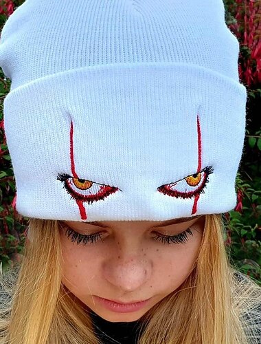  pennywise occhi spaventosi occhi da clown horror cappello lavorato a maglia caldo pullover cappello hip-hop cappello di lana halloween vestire