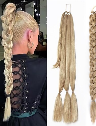  Extensión de cola de caballo trenzada larga con cabello recto Envoltura alrededor de extensiones de cabello de cola de caballo con lazo para el cabello Pieza de cabello sintético suave y saludable
