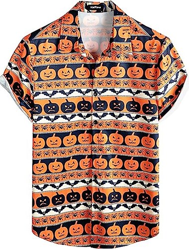  Halloween Szkielet Czaszka Dynia Koszule Hawajskie Koszula Aloha Nadruk Na Męskie Dla dorosłych Halloween Karnawał Bal maskowy Druk 3D Impreza Halloween