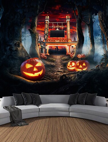  Halloween Dekorationen Geist hängen Wandteppich Wandkunst große Wandteppich Wandbild Dekor Fotografie Hintergrund Decke Vorhang Haus Schlafzimmer Wohnzimmer Dekoration Spukhaus