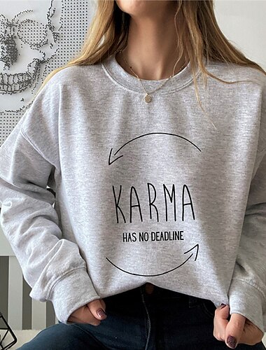  Sudadera de mujer con letras, estilo casual, deportiva, básica, de calle, con cuello redondo, manga larga, microelástica, para otoño&amp;Tejido suave, transpirable y cómodo para el invierno.
