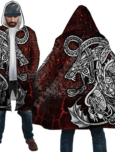  Herren Totenkopf Motiv Wintermantel Fleecejacke Mantel Warm Atmungsaktiv Komfortabel Strassenmode Punk & Gothic Halloween Sport & Natur Freizeitskleidung Ausgehen Zip Tasche Bedruckt Herbst Winter