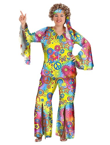  Jaren '60 Hippie Jaren '70 Blouse / overhemd Outfits Hoofdband Flare manchet mouw Hippie Schijf Grote maten Dames Halloween Carnaval Maskerade Feest / Uitgaan Prideparade Trots maand Volwassenen Top