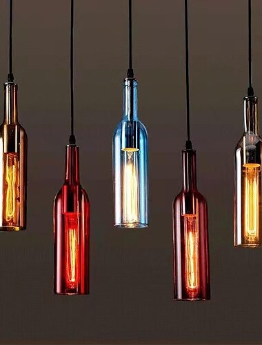 led glazen fles hanglamp hangende bierfles lichten glazen hanglamp, vintage bar hanglamp industriële retro hanglamp voor café kledingwinkel bar kleur plafondlampen 110-240v