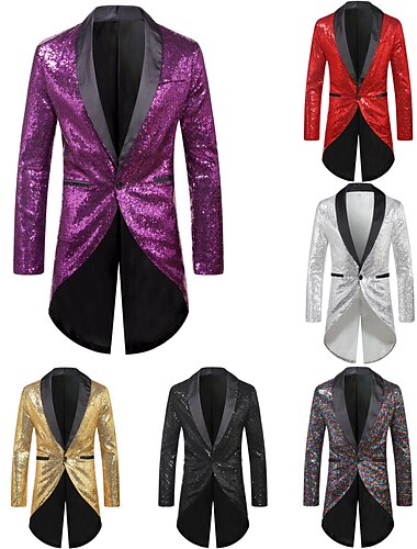  Rétro Vintage Années 1980 Manteau Smoking Queue-de-pie Disco Paillettes Homme Halloween Carnaval Mascarade Soirée Fête / Soirée Scène Adulte Manteau