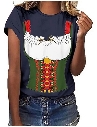  Japonesa/Curta Anime 3D Bávaro Estilo de rua Camiseta Arte Gráfica para Mulheres Adulto Impressão 3D  para Cerveja Oktoberfest Baile de Máscaras Casual / Diário