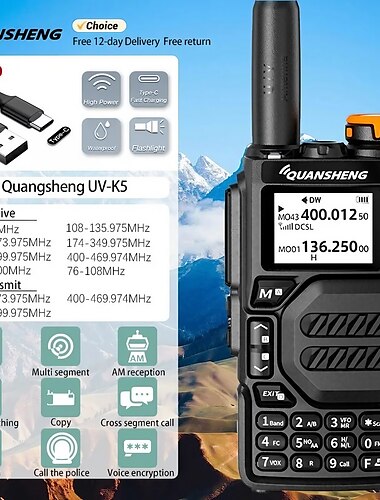  UV-K5 Walkie Talkiefull Bandaviation Band Hand Held Outdoor Automaticone Buttonfrequency Matching Go on Road Trip