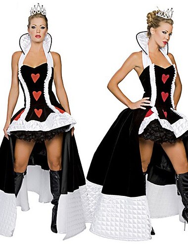  Hartenkoningin Rode koningin Jurken Cosplay kostuum Volwassenen Dames Sexy kostuum Prestatie Feest Carnaval Mardi Gras Makkelijk carnavalskostuum