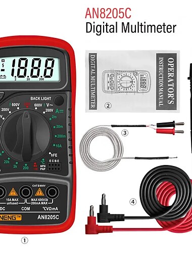  digitális kijelzős multiméter multifunkcionális digitális univerzális óra háttérvilágítással, otthoni nagy pontosságú feszültség- és árammérővel