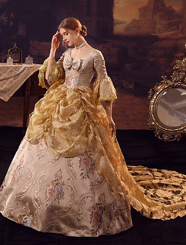  Gotisch Viktorianisch Vintage inspiriert Kleid Partykostüm Abschlussballkleid Prinzessin Shakespeare Braut Einfarbig Ballkleid Damen königlich Halloween Karneval Valentinstag Hochzeit Party