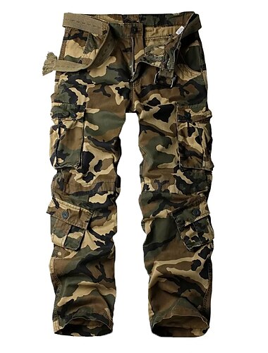 Herr Militärbyxor Arbetsbyxor Fallskärmsbyxor Ficka Flera fickor Högsta stiga Solid färg Bärbar Utomhus Fullängd Utomhus Ledigt Streetwear Klassisk Lös passning Gul kamouflage Gräsgrön Hög midja