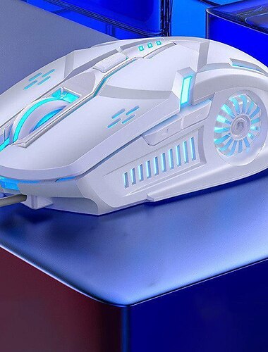  Gaming-Maus, geräuscharm, 7-farbige Hintergrundbeleuchtung, 6 Tasten, rutschfeste mechanische Maus, USB-kabelgebundene Gaming-Maus für PC und Laptop