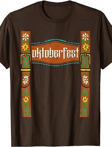  T-Shirt Lederhosen Anime 3D Bavarian Street Style T-shirt mouw Grafisch voor Voor heren Dames Volwassenen 3D afdrukken  voor Oktoberfest bier Maskerade Vakantie Casual / Dagelijks