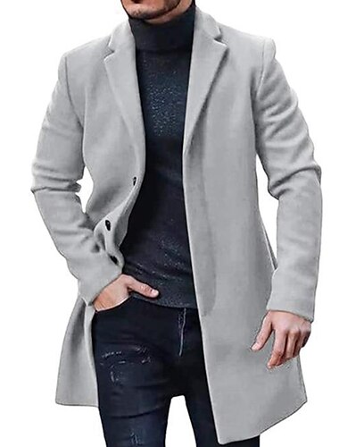  Herren Wintermantel Trenchcoat Büro & Karriere Freizeitskleidung Winter Polyester warm Waschbar Oberbekleidung Bekleidung Modisch Warm-Ups Einfarbig Tasche Kargen Einreihiger Verschluss