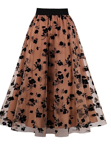  Rétro Vintage Années 1950 Robe trapèze Jupe Halloween Broderie Femmes Mascarade Tenue quotidienne Date Enterrement de Vie de Jeune Fille Adulte Jupe Robes de soirée