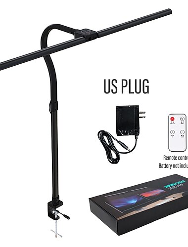  dubbele kop led clip afstandsbediening bureaulamp architect tafellamp voor kantoor aan huis verlichting 5 kleurmodi en 5 dimbaar