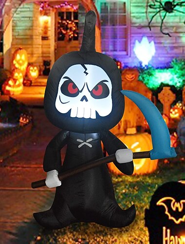  6ft halloween décoration gonflable halloween grim reaper sauter dégagement de décoration de cour avec lumières led intégrées pour vacances / fête / cour / jardin