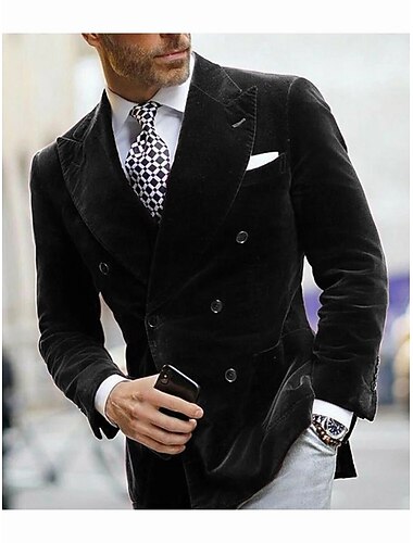  Voor heren Blazerjack Sluiting kraag Modieus Casual Effen Zwart Bordeaux Koningsblauw Strak Double Breasted Zes-knopen