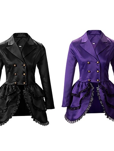  Rétro Vintage Punk & Gothique Steampunk Manteau Smoking Trench-coat Médecin de la peste Couleur Unie Femmes Halloween Carnaval Mascarade Carnaval Performance Soirée Adulte Manteau Toutes saisons