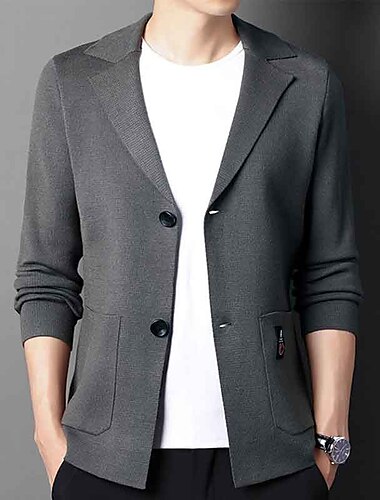  Herre Cardigan Sweater Rillet Strikke Normal Strikket Vanlig Knaphul Opvarmninger Moderne Moderne Dagligdagstøj I-byen-tøj Tøj Efterår Vinter Sort Kamel S M L