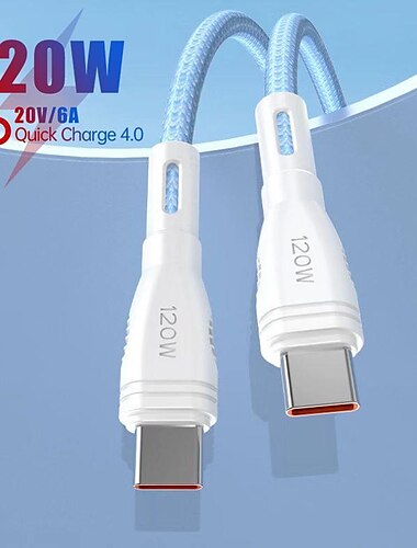  Καλώδιο 120w usb τύπου c σε usb c καλώδιο usb-c pd καλώδιο ταχείας φόρτισης για macbook samsung xiaomi huawei type-c καλώδιο usb c
