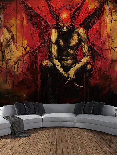  جرافيتي ملاك الشيطان معلق نسيج جدار الفن نسيج كبير جدارية ديكور صورة خلفية ستارة بطانية غرفة نوم المنزل غرفة المعيشة الديكور