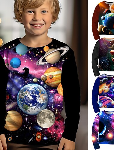 Fiú 3D Grafika Galaxis Hely Póló Hosszú ujj 3D nyomtatás Nyár Tavasz Ősz Sportok Divat Utcai sikk Gyerekek 3-12 év Szabadtéri Hétköznapi Napi Normál   Fiú 3D Grafika Galaxis Hely Póló Hosszú ujj 3D nyomtatás Nyár Tavasz Ősz Sportok Divat Utcai sikk Gyerekek 3-12 év Szabadtéri Hétköznapi Napi Normál