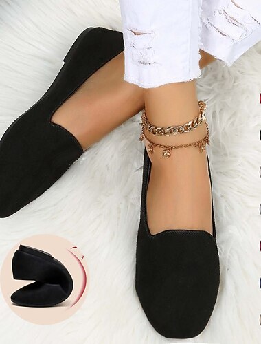  Femme Ballerines Ballerines Grandes Tailles Chaussures souples Marche Couleur unie Talon Plat Bout rond Décontractées Confort Minimalisme Polyuréthane Vin Noir Rouge