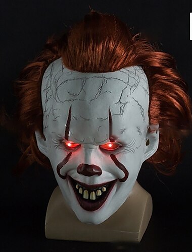  1 Stück Halloween leuchtende Clown-Maske, LED, leuchtend, schwarz, V-förmige Maske, Anzieh-Requisiten, Maskerade, Party, Horror-Geister-Gesichtsmaske