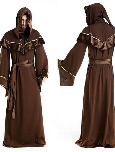  Punk & Gothic Mittelalterlich 18. Jahrhundert Cosplay Kostüm Umhang Flügelärmel Ren Faire Magier Wikinger Ranger Einfarbig Herren Fantasie Halloween Karneval Maskerade Halloween Bühne Maskerade