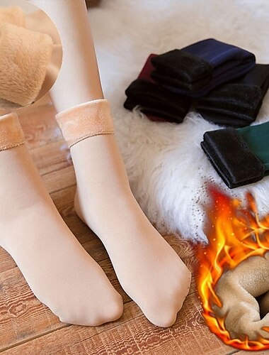  Calcetines térmicos gruesos y cálidos para mujer, 3 pares, lana, Cachemira, nieve, cubierta negra, botas suaves de terciopelo sin costuras, calcetines