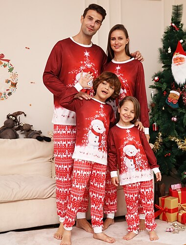  Papá Noel Pijamas de Navidad familiares Vestimenta Nocturna Hombre Mujer Chico Chica Navidad Año Nuevo Nochebuena Estilo lindo Trajes a juego para la familia Dulce Niños Adulto Ropa de casa Cima