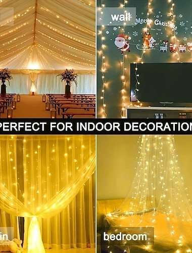  Cordões de Luzes 100/200/300 LEDs 1conjunto Branco Quente Branco Vermelho Janela / Cortina / Luzes de Gelo Férias 5 V