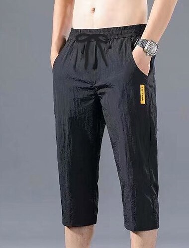  Herren Sportliche Shorts Abgeschnittene Hose Lässige Shorts Caprihose Tasche Kordelzug Elastische Taille Glatt Komfort Schnelltrocknend Outdoor Täglich Ausgehen Modisch Strassenmode Schwarz Grün