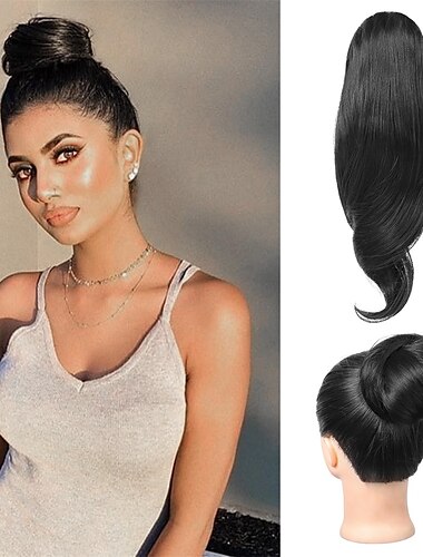  sotkuinen hius nuttura yläsolmu klipsi nuttulassa tekohiukset nuttura poninhäntä pidennys 12 tuuman synteettinen chignon updo hiuslisäke naisille musta